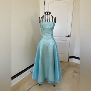 Roberta Formal Strapless Dress | Aqua Blue Organza | Size 3/4